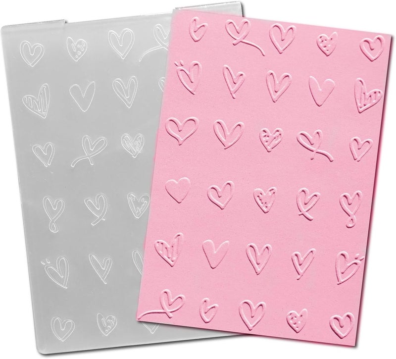 Arbuya Heart Plastic Embossing Folders for Card Making Hearts Background Embossing Folder for Scrapbooking Pages Paper Crafting Clay Decoration - Image 1